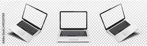 Laptop mock up with transparent screen isolated