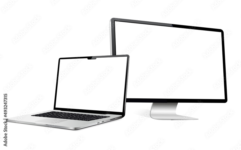 Responsive web design computer display with laptop isolated Responsive web design computer display with laptop isolated