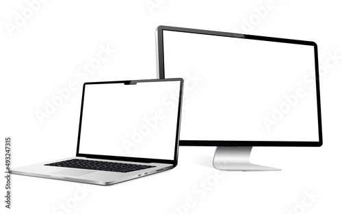 Responsive web design computer display with laptop isolated