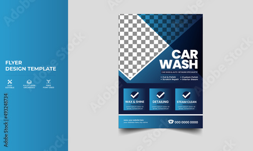 Car Washing Service Flyer template, car wash business flyer design 