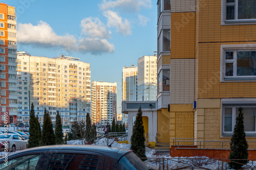 Evening in the new residential district of Moscow