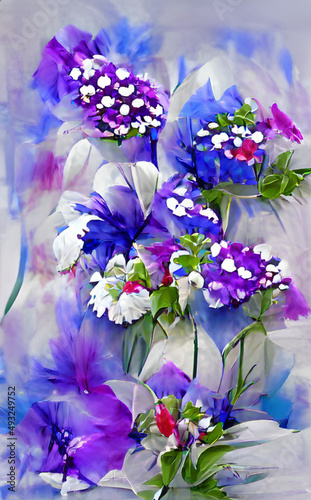 Flowers - Colorful flowers in different colors - Water color design - Digital Art photo