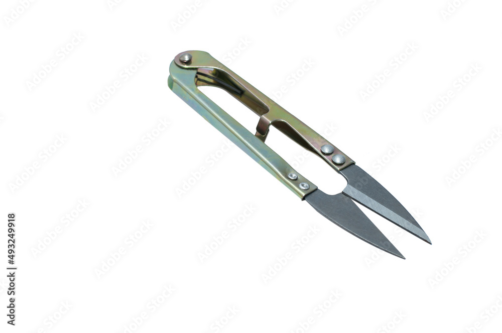 knitting scissors to cut the thread isolated on white background. knitting scissors to cut the thread isolated on white background.