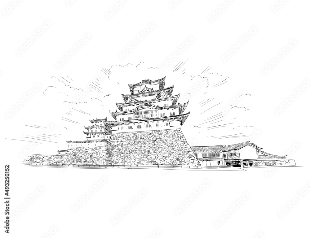 Himeji Castle. Himeji. Japan. Hand drawn sketch. Vector illustration. Stock Vector Adobe Stock