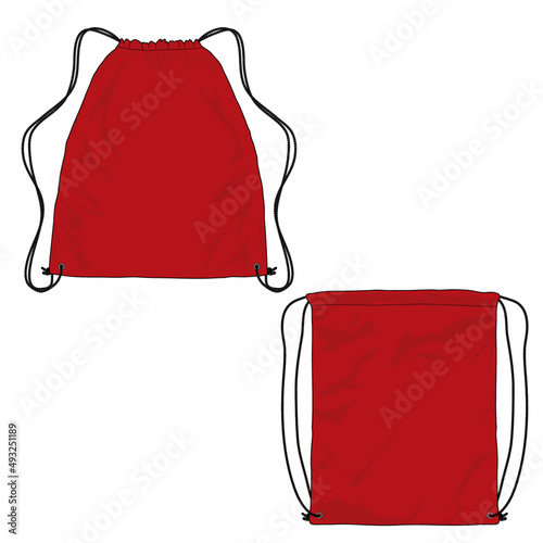 DRAWSTRING BAG BACKPACK FASHION FLAT SKETCH TEMPLATE SET