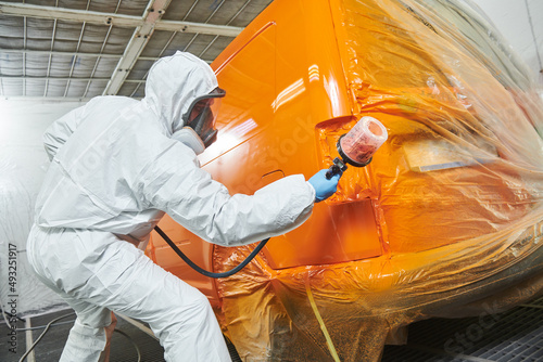 car painting in chamber. automobile repair service