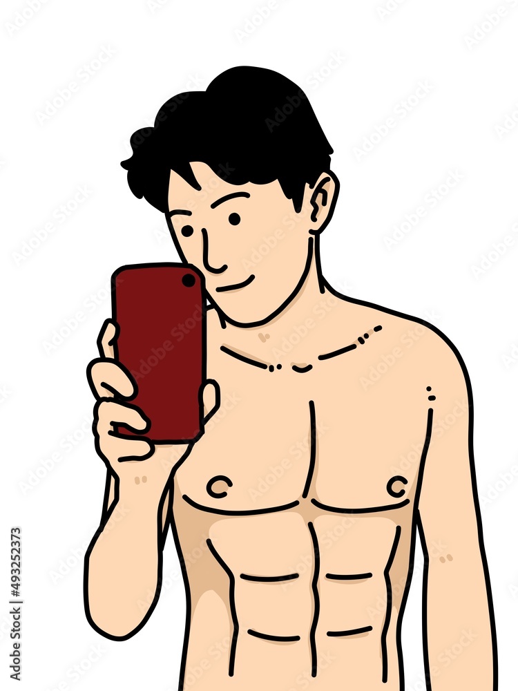 Fototapeta premium cute man cartoon on white background