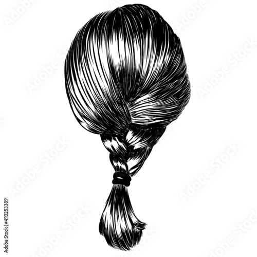 cute short hair braid illustration.