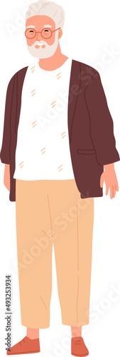 Happy Senior Gray Haired Man Colored Illustration