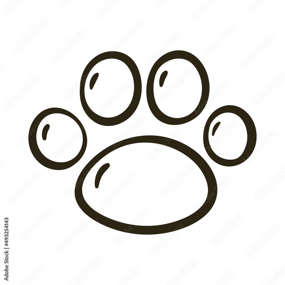 Vector outline icon of animal paw print. Vector outline icon of animal paw print.