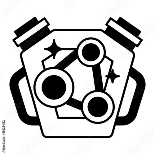 Shiny Drive train stock illustration, Side View of Engine Bay with Belt Vector Icon Design, covid car cleaning service Symbol, Vehicle disinfection Sign, Engine Overhaul Concept, 