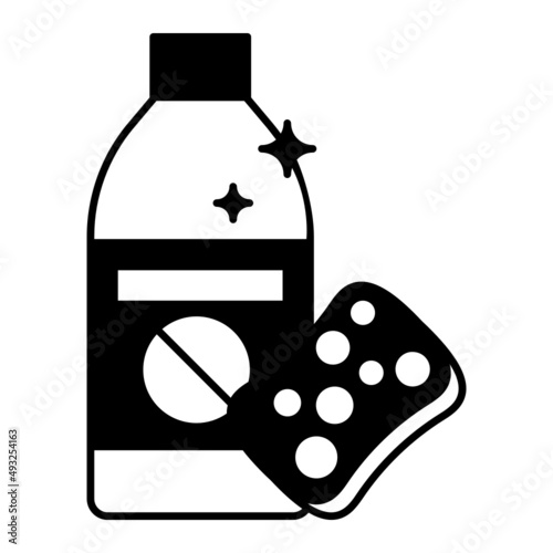Automobile Disinfectant with Sponge Foam Vector Icon Design, covid car cleaning service Symbol, Vehicle disinfection Sign,  isopropanol stock illustration, Isopropyl alcohol Bottle Concept, 