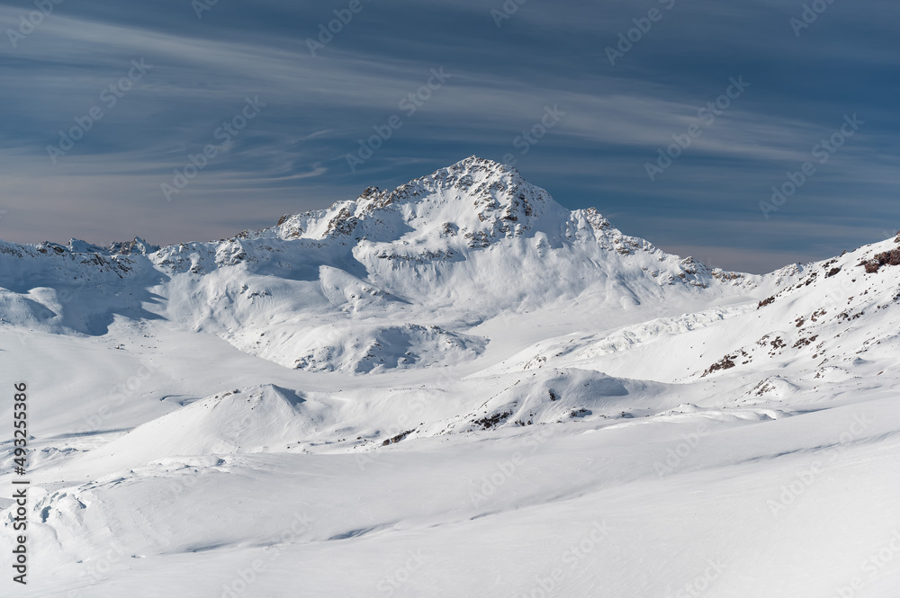 Snow covered mountains, Elbrus ski resort. Snow covered mountains, Elbrus ski resort.