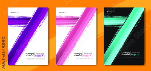 3 styles Modern Abstract business annual report handout template design.