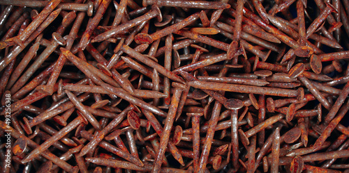Rusty nail,Many rusted nail, Group of Iron rust, Metal surface becomes brown from deterioration.	