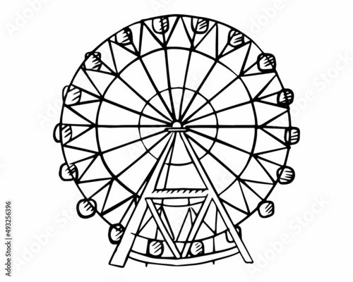 The Ferris wheel is drawn by hand with a black line