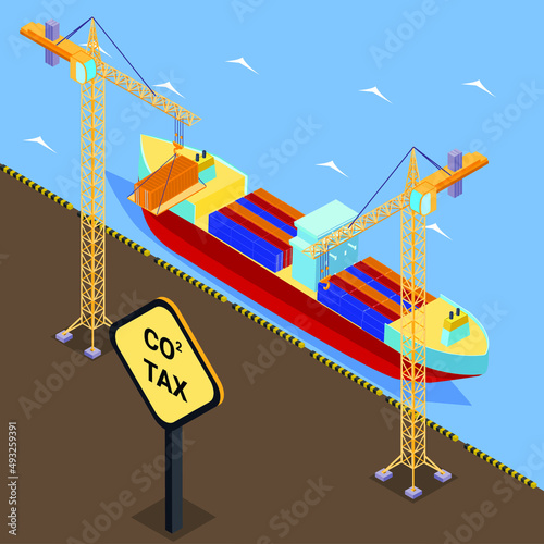 Carbon tax isometric 3d vector concept for banner, website, illustration, landing page, flyer, etc.