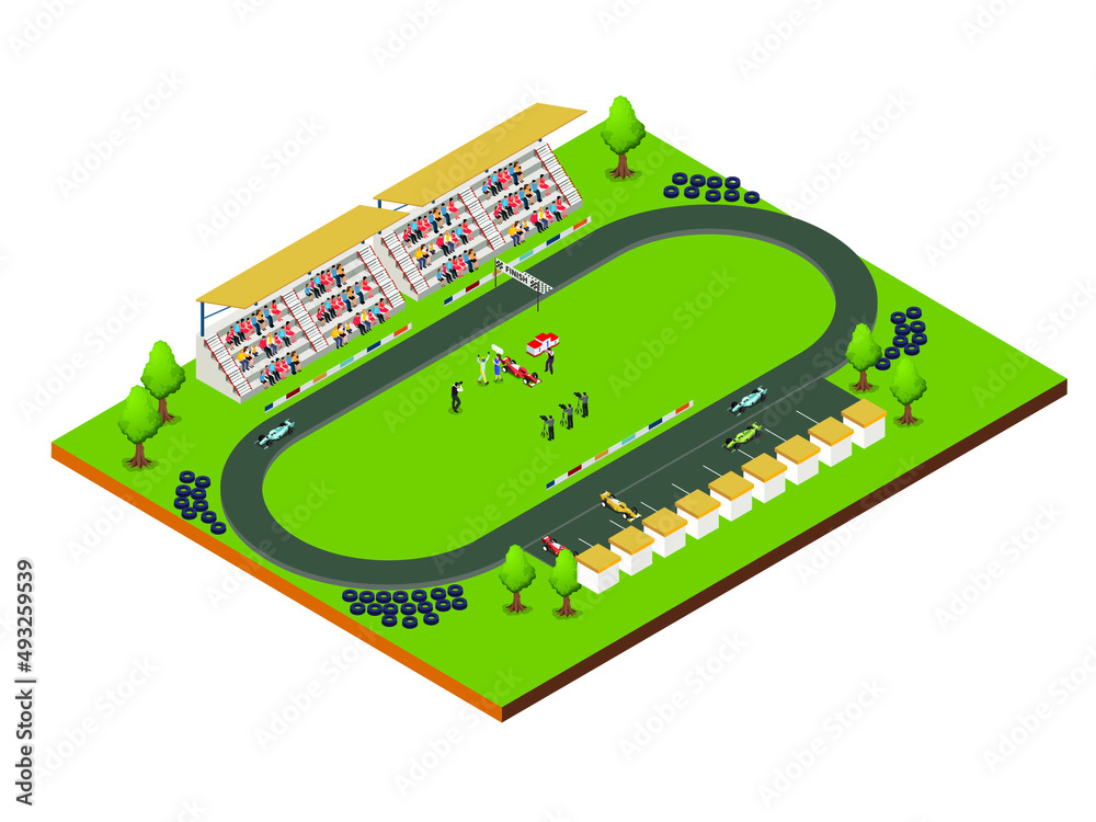 Race track - sport circuit isometric 3d vector concept for banner, website, illustration, landing page, flyer, etc.