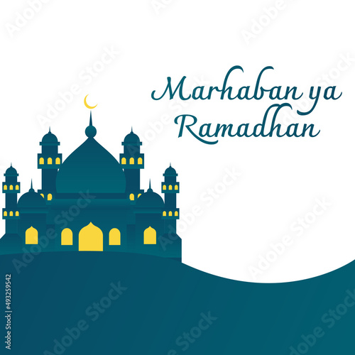 Banner for use during event Ramadhan. Marhaban ya Ramadhan.