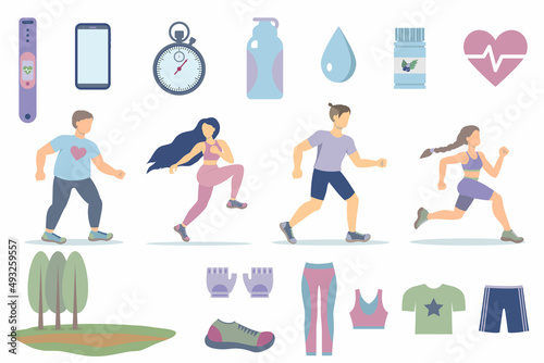 A set of vector illustrations on the theme of running