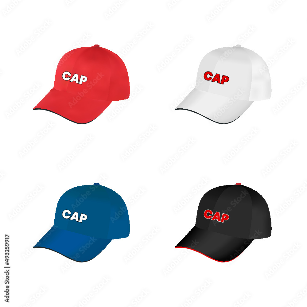 Fototapeta premium A set of cap vector illustrations.