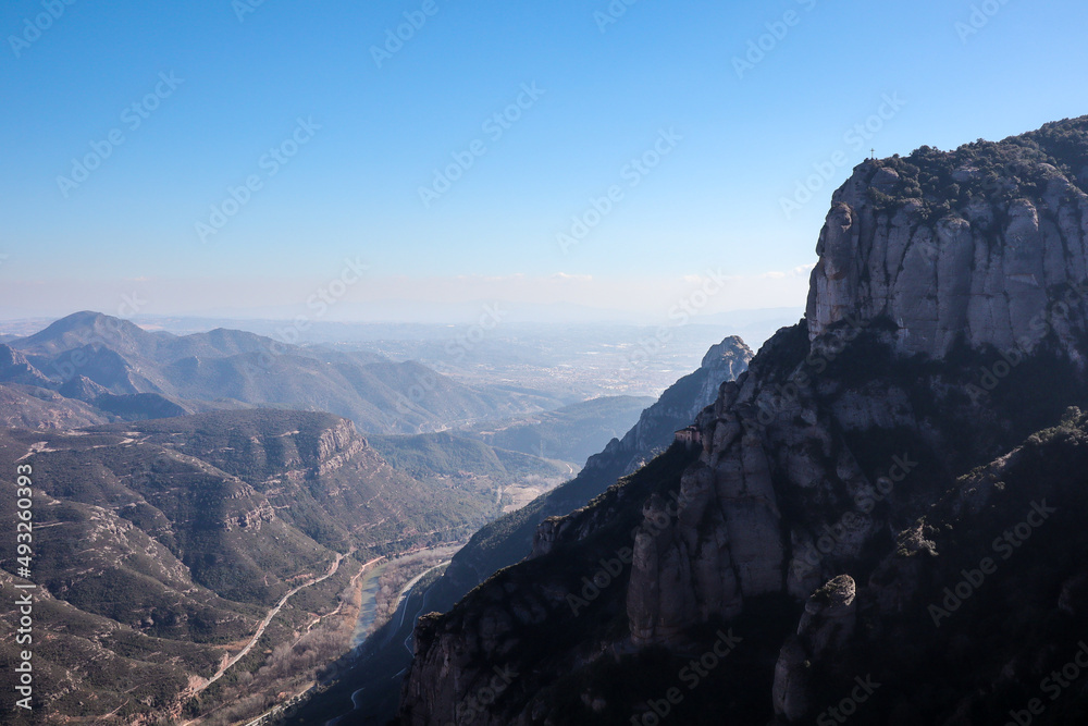 Scenic View of Mountains in Montserrat during Daytime. Beautiful Nature in Catalonia. 
