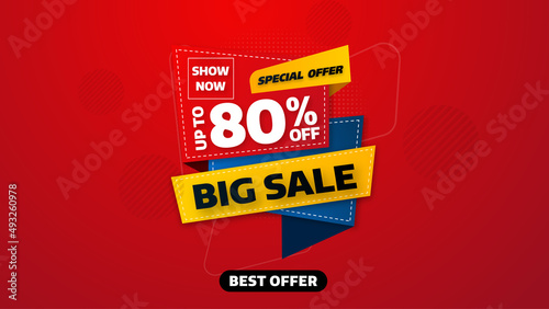 Sale banner template design with geometric background , Big sale special offer up to 80% off. Super Sale, end of season special offer banner. vector illustration.