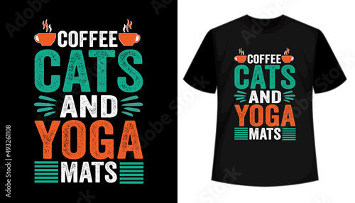 Coffee Cats typography style t shirt design
