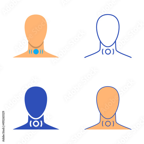 Choking feeling icon set in flat and line style