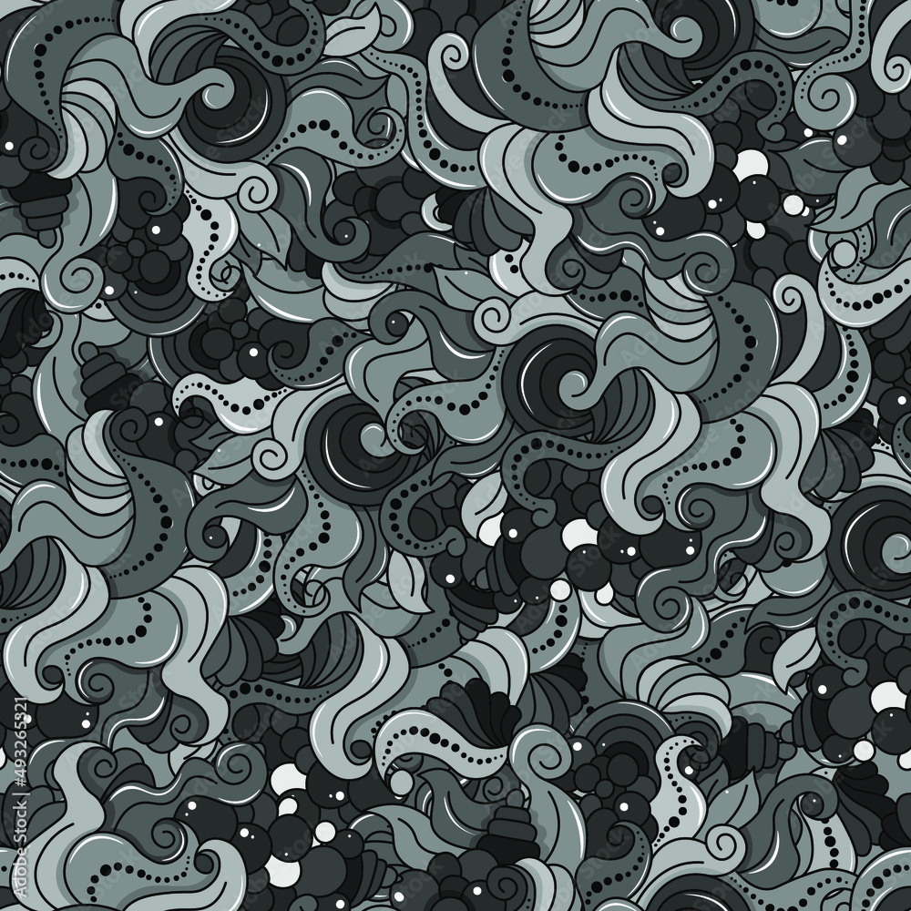 grey seamless vector pattern with swirls and paisleys to fill any ...