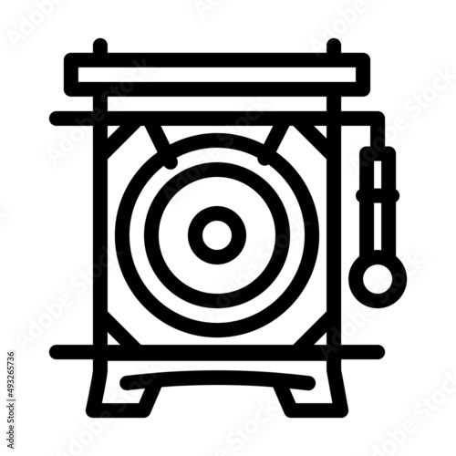 chinese gong line icon vector. chinese gong sign. isolated contour symbol black illustration
