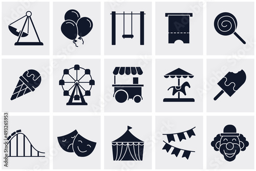 Amusement Park set icon symbol template for graphic and web design collection logo vector illustration