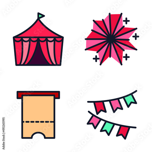 Amusement Park set icon symbol template for graphic and web design collection logo vector illustration
