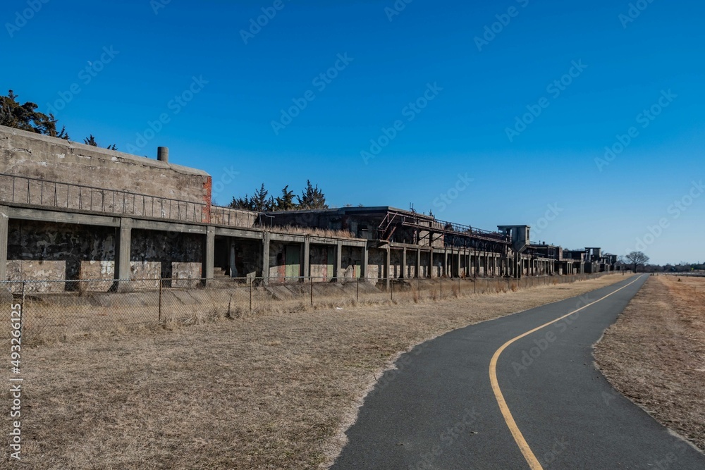 Road Past Nine Gun Battery, Fort Hancock, New Jersey, USA Road Past Nine Gun Battery, Fort Hancock, New Jersey, USA