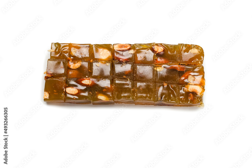 Turkish traditional delight with nuts isolated on white background. Turkish traditional delight with nuts isolated on white background.