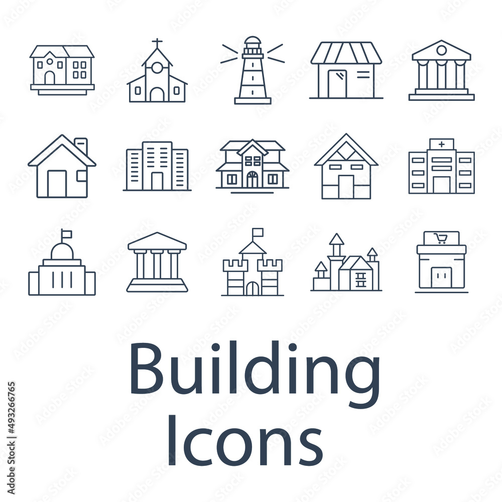 Building icons set . Building pack symbol vector elements for infographic web