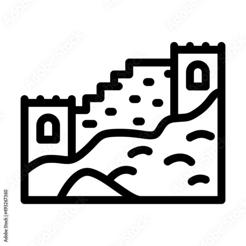 great wall of china line icon vector. great wall of china sign. isolated contour symbol black illustration