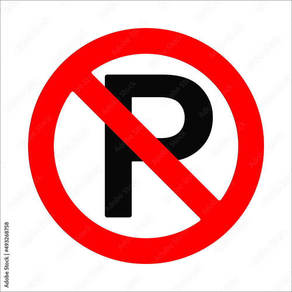 Parking symbol and No parking sign. 