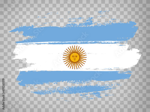Flag Argentina brush stroke background.  Flag of  Argentine Republic on tranparent backrgound for your web site design, app, UI.  Stock vector. EPS10.