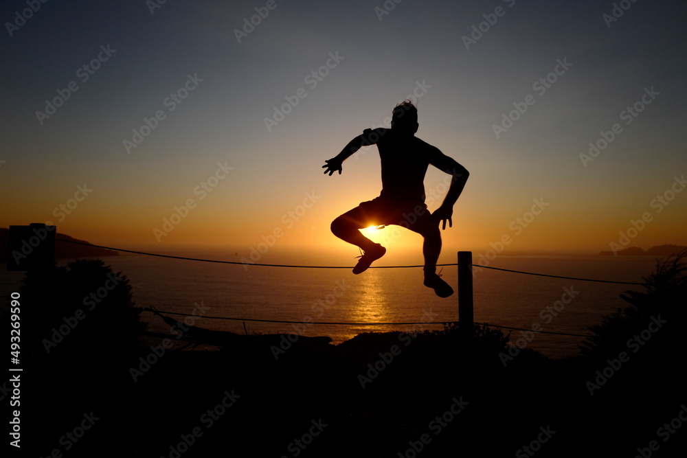Human person man skater jump silhouette at sunset