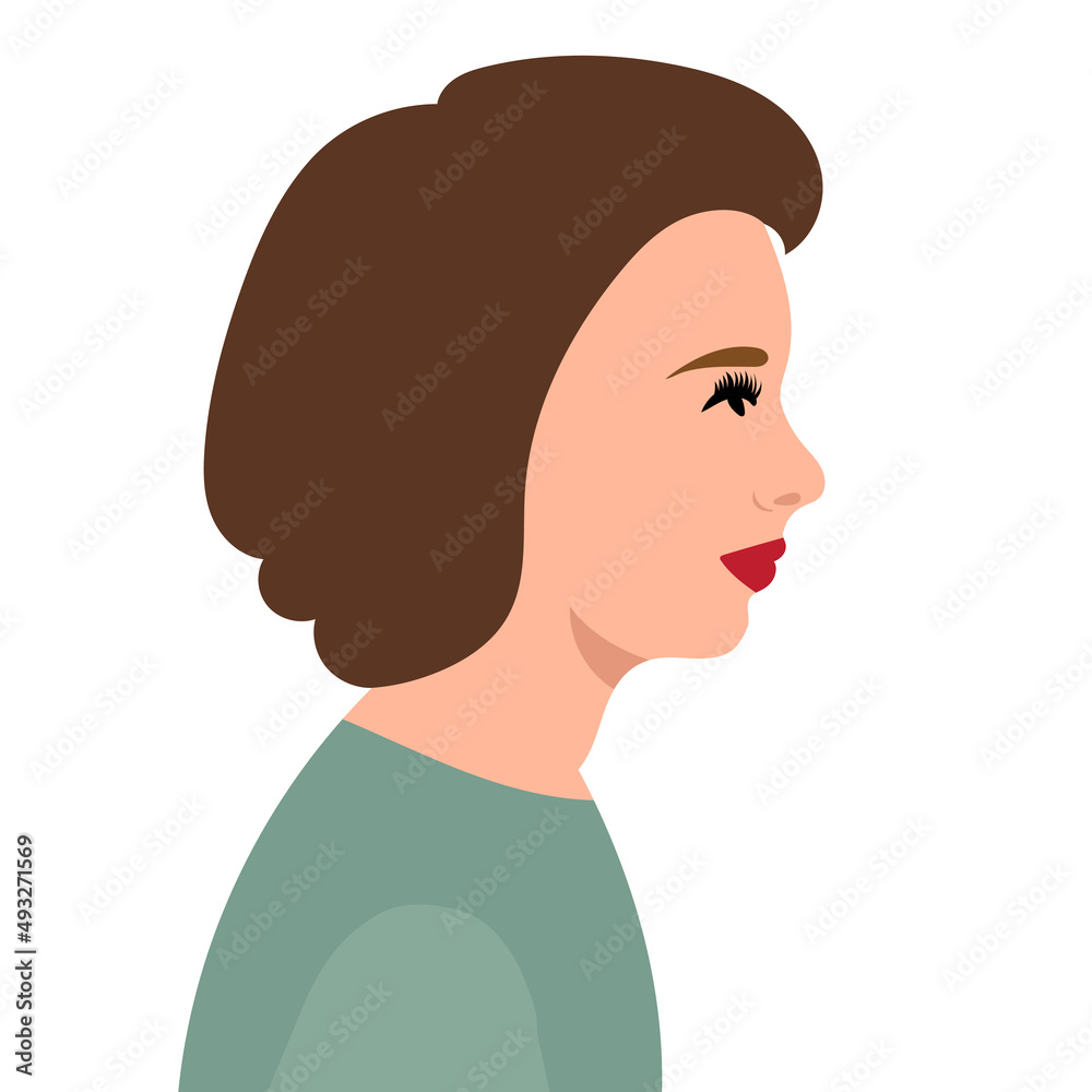 woman portrait in profile flat design, isolated woman portrait in profile flat design, isolated