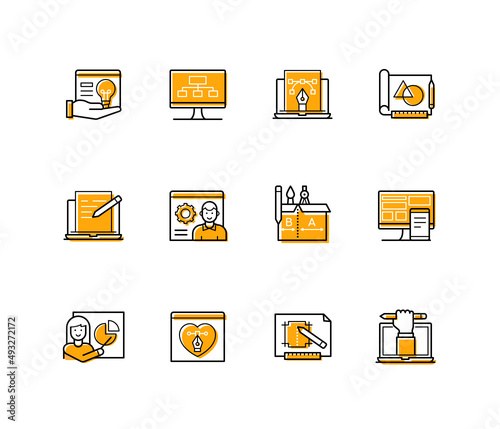 Designer work - modern line design style icons set