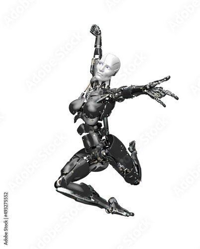 amazing robot is doing a swing spider pose