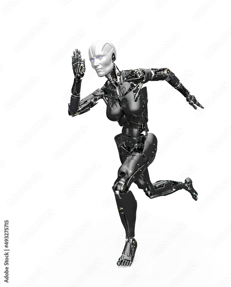 amazing robot is running in action amazing robot is running in action