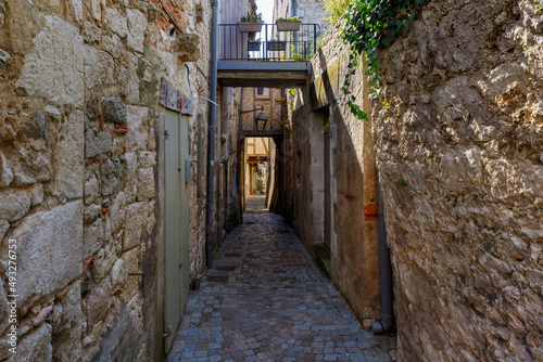 architectural detail of typical houses in Monflanquin, France photo
