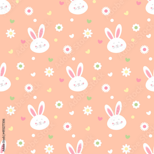 seamless easter rabbit, bunny pattern and background vector illustration