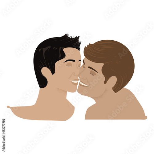 Isolated sketch of a happy homosexual couple Vector