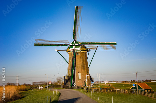 NOORDWIJK BINNEN, NETHERLANDS. FEBRUARY 27, 2022. Beautiful view to the mill