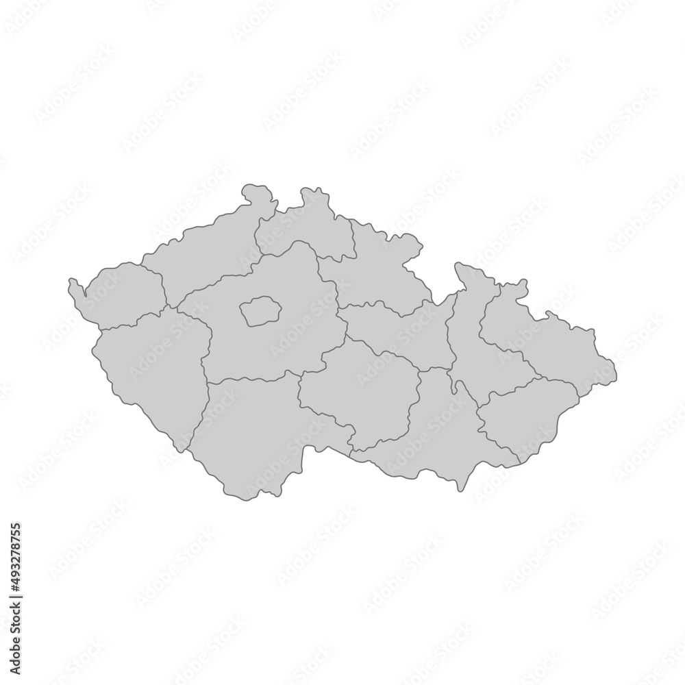 Outline political map of the Czech Republic. High detailed vector illustration.