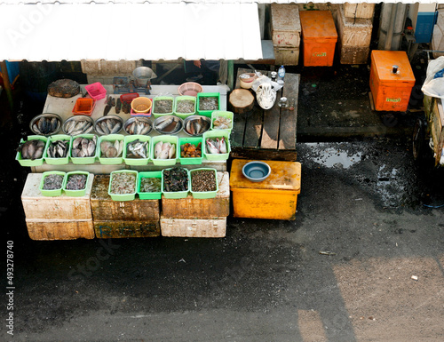 Traditional fish market in eastjava, Indonesia.	 photo